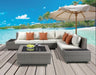 Acme Salena Patio Sectional with Cocktail Table in Beige Fabric & Gray Wicker 45020 - FAMSA Furniture (TX)