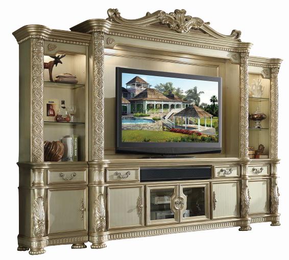 Acme Vendome Entertainment Center in Gold Patina 91310 - FAMSA Furniture (TX)