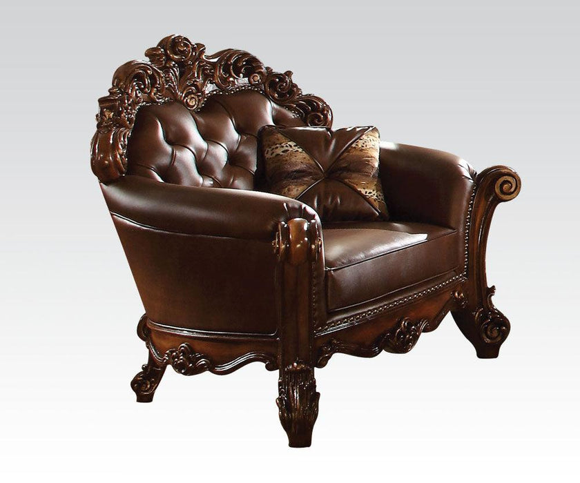 Acme Vendome Upholstered Chair with 1 Pillow in Cherry 52003 - FAMSA Furniture (TX)