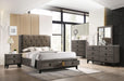 Avantika Fabric & Rustic Gray Oak Eastern King Bed (Storage) - FAMSA Furniture (TX)