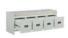 Berci Beige Fabric & White Bench w/Storage - FAMSA Furniture (TX)