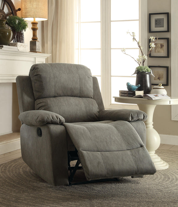 Bina Gray Polished Microfiber Recliner (Motion) - FAMSA Furniture (TX)