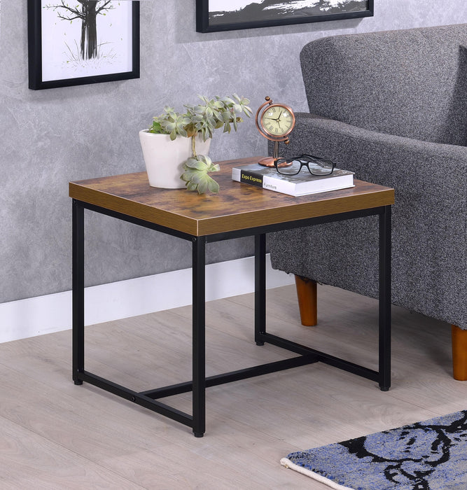 Bob Weathered Oak & Black End Table - FAMSA Furniture (TX)