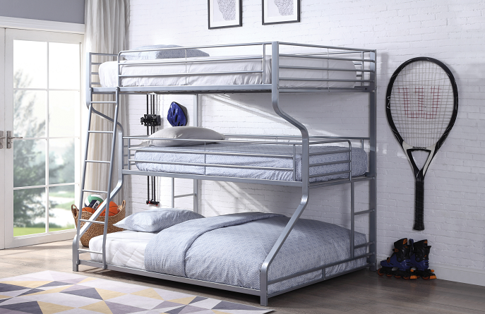 Caius II Silver Bunk Bed (Triple Full/Twin/Queen) - FAMSA Furniture (TX)