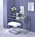 Carenze II White Faux Fur & Chrome Vanity Set - FAMSA Furniture (TX)