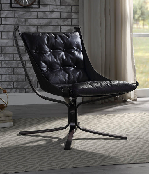 Carney Vintage Blue Top Grain Leather Accent Chair - FAMSA Furniture (TX)