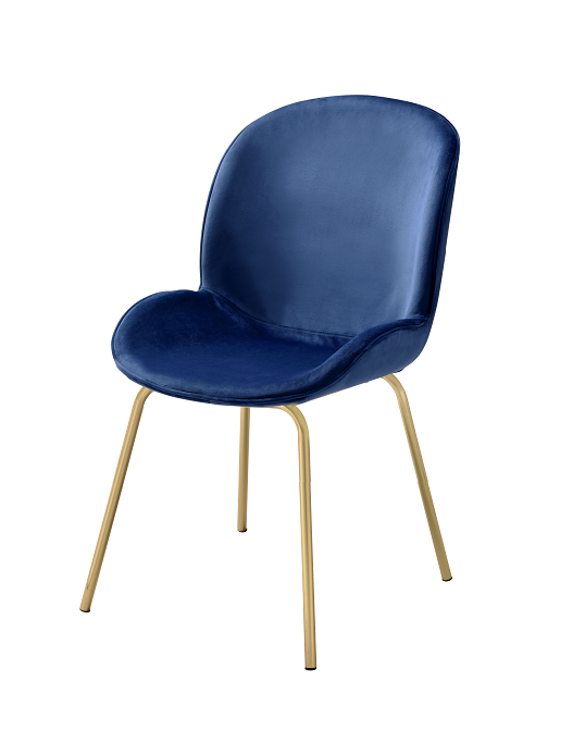 Chuchip Blue Velvet & Gold Side Chair - FAMSA Furniture (TX)