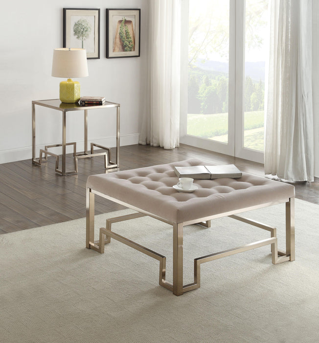 Damien Fabric & Champagne Cocktail Ottoman - FAMSA Furniture (TX)