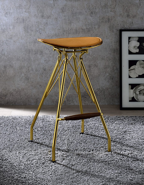 Dragea Whiskey PU & Gold Bar Stool - FAMSA Furniture (TX)
