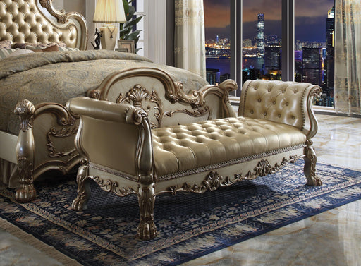 Dresden Bone PU & Gold Patina Bench - FAMSA Furniture (TX)