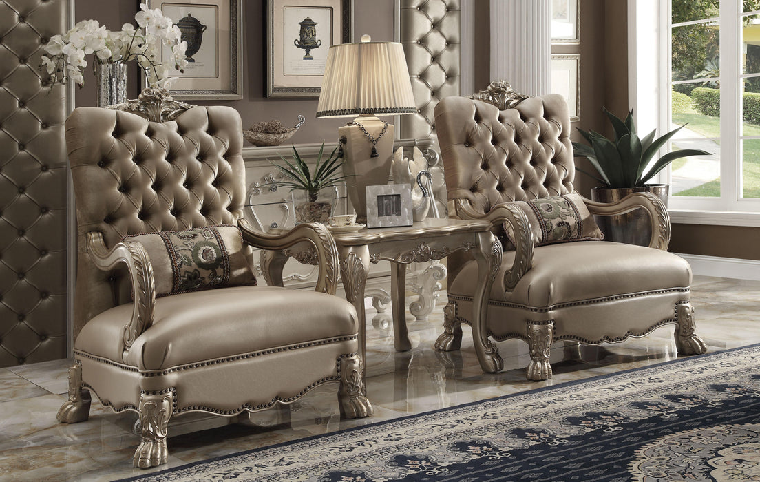 Dresden Bone Velvet & Gold Patina Chair & 1 Pillow - FAMSA Furniture (TX)