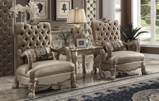 Dresden Bone Velvet & Gold Patina Chair & 1 Pillow - FAMSA Furniture (TX)
