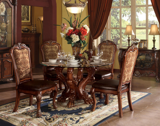 Dresden Cherry Oak & Clear Glass Dining Table - FAMSA Furniture (TX)
