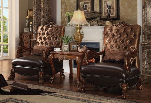 Dresden Golden Brown Velvet & Cherry Oak Chair & 1 Pillow - FAMSA Furniture (TX)