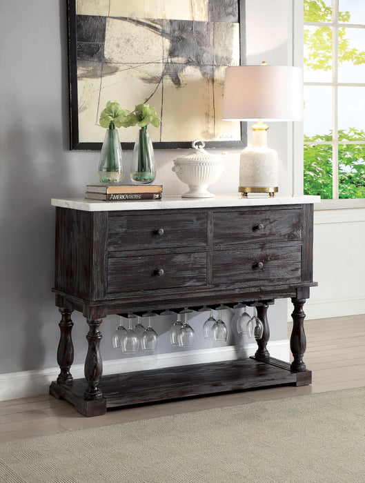 Gerardo White Marble & Weathered Espresso Server - FAMSA Furniture (TX)