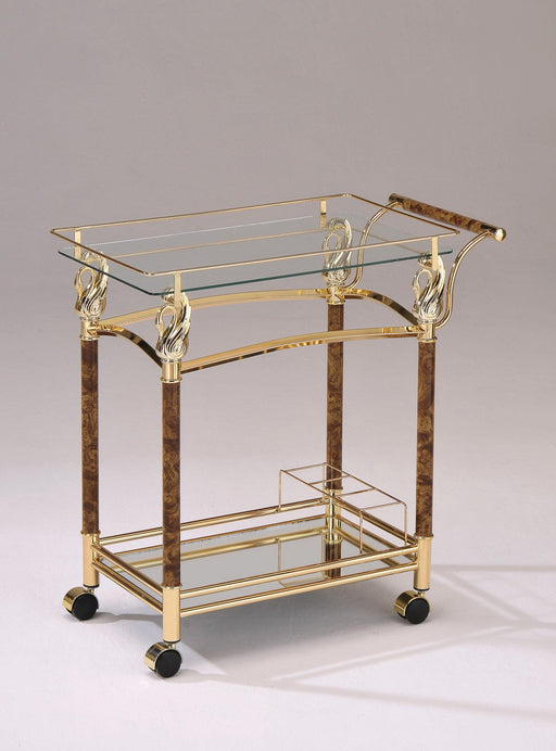 Helmut Gold Plated & Clear Glass - Tempered Serving Cart - FAMSA Furniture (TX)