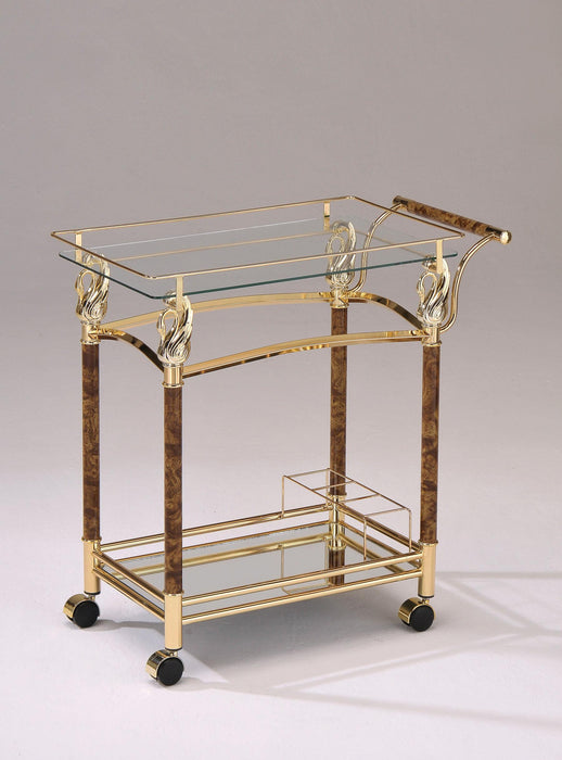 Helmut Gold Plated & Clear Glass - Tempered Serving Cart - FAMSA Furniture (TX)