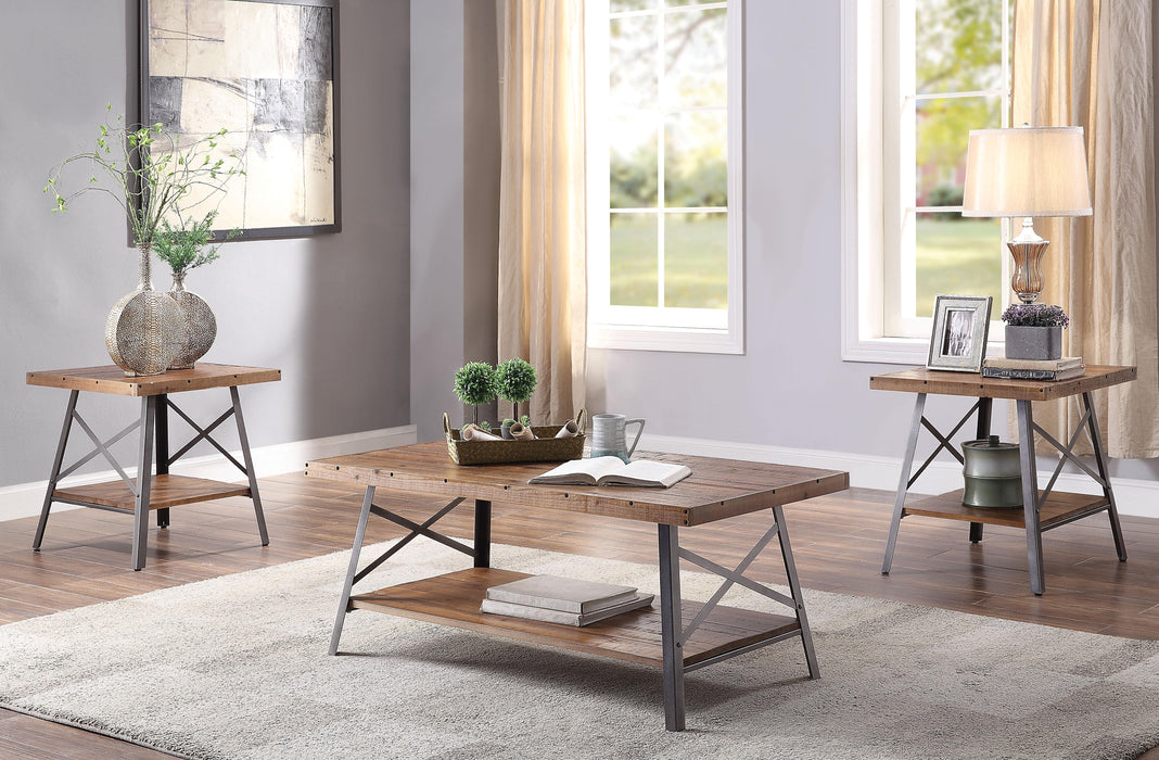 Ikram Weathered Oak & Sandy Black Coffee Table - FAMSA Furniture (TX)
