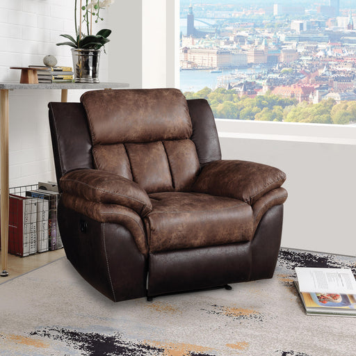 Jaylen Toffee & Espresso Polished Microfiber Recliner - FAMSA Furniture (TX)