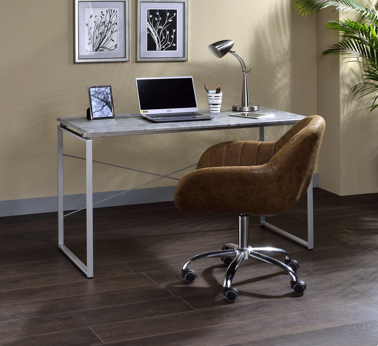 Jurgen Faux Concrete & Silver Desk - FAMSA Furniture (TX)