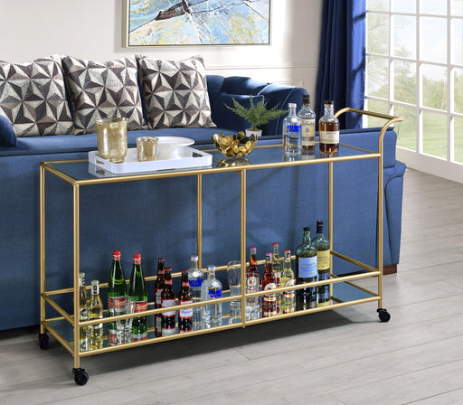 Kenda Clear Glass, Mirrored & Gold Serving Cart - FAMSA Furniture (TX)