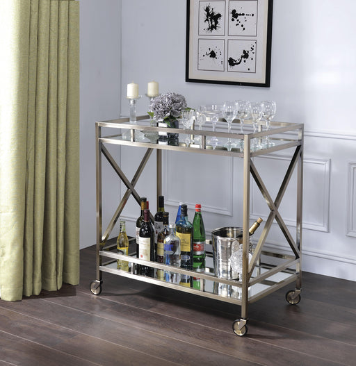 Kristensen Antique Gold & Mirror Serving Cart - FAMSA Furniture (TX)