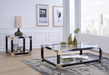 Lafty White Brushed & Clear Glass Coffee Table - FAMSA Furniture (TX)