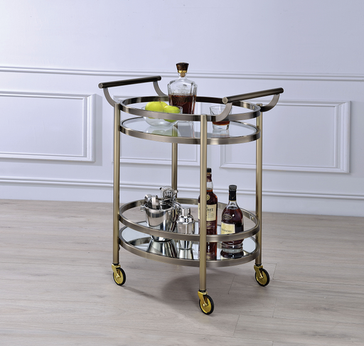 Lakelyn Brushed Bronze & Clear Glass Serving Cart - FAMSA Furniture (TX)