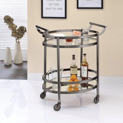 Lakelyn Black Nickel & Clear Glass Serving Cart - FAMSA Furniture (TX)