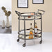 Lakelyn Black Nickel & Clear Glass Serving Cart - FAMSA Furniture (TX)