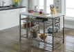 Lanzo Marble & Antique Pewter Kitchen Island (Counter) - FAMSA Furniture (TX)
