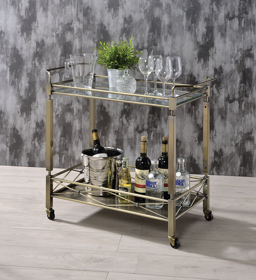 Matiesen Antique Gold & Clear Glass Serving Cart - FAMSA Furniture (TX)