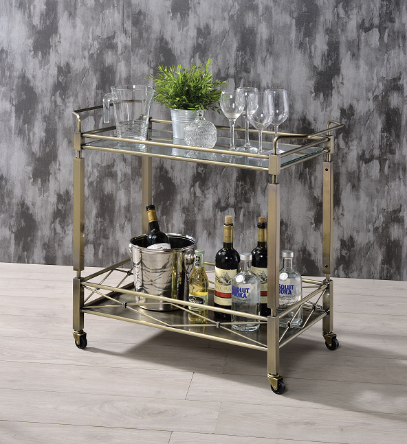Matiesen Antique Gold & Clear Glass Serving Cart - FAMSA Furniture (TX)