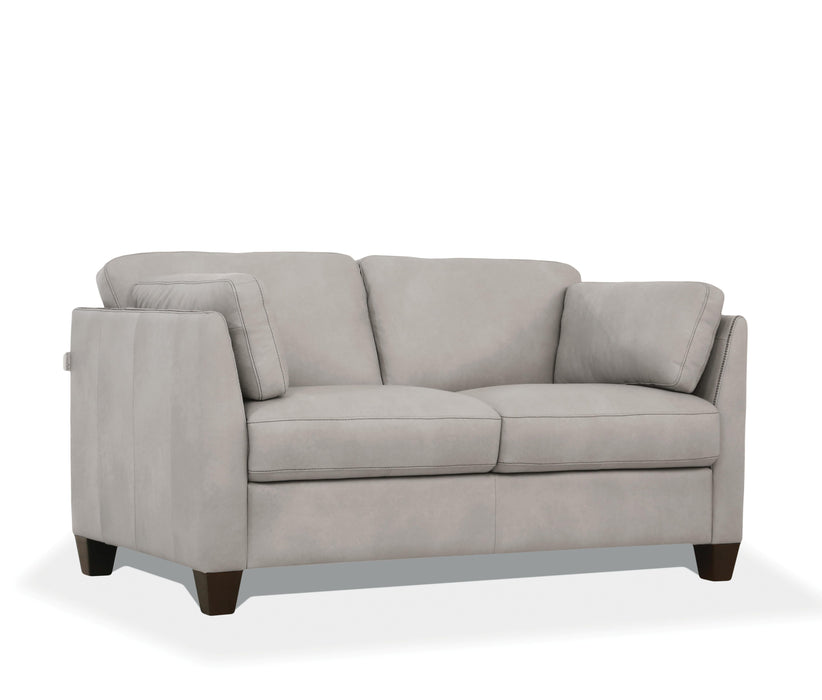 Matias Dusty White Leather Loveseat - FAMSA Furniture (TX)
