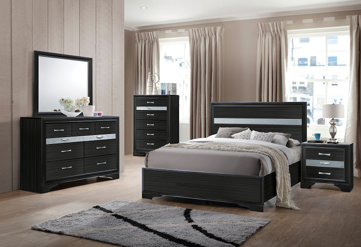 Naima Black Twin Bed - FAMSA Furniture (TX)