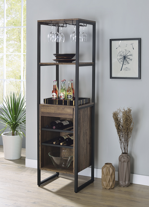 Narik Weathered Oak Wine Rack - FAMSA Furniture (TX)