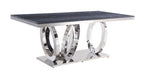 Nasir Gray Printed Faux Marble & Mirrored Silver Finish Dining Room Table - FAMSA Furniture (TX)