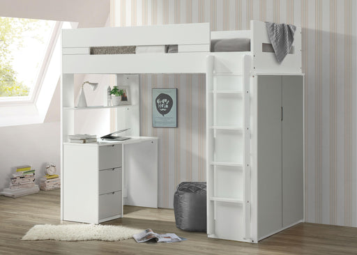 Nerice White & Gray Loft Bed - FAMSA Furniture (TX)