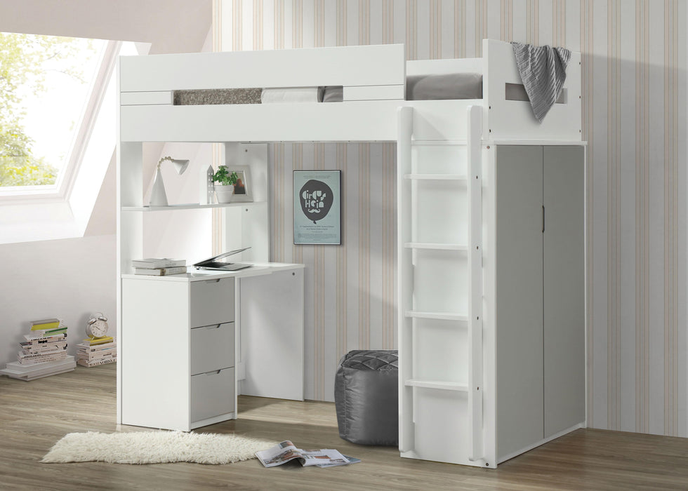 Nerice White & Gray Loft Bed - FAMSA Furniture (TX)
