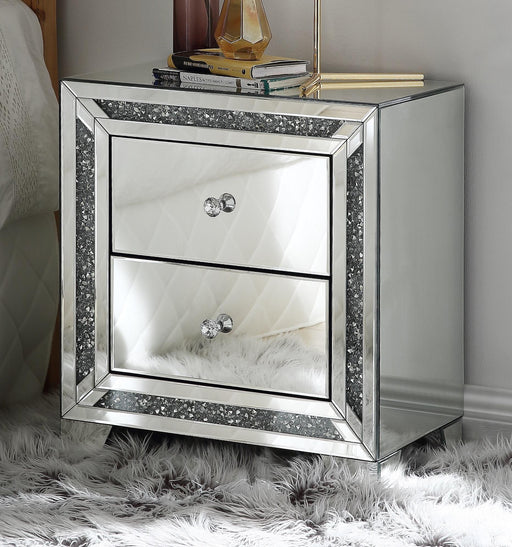 Noralie Mirrored & Faux Diamonds Accent Table - FAMSA Furniture (TX)
