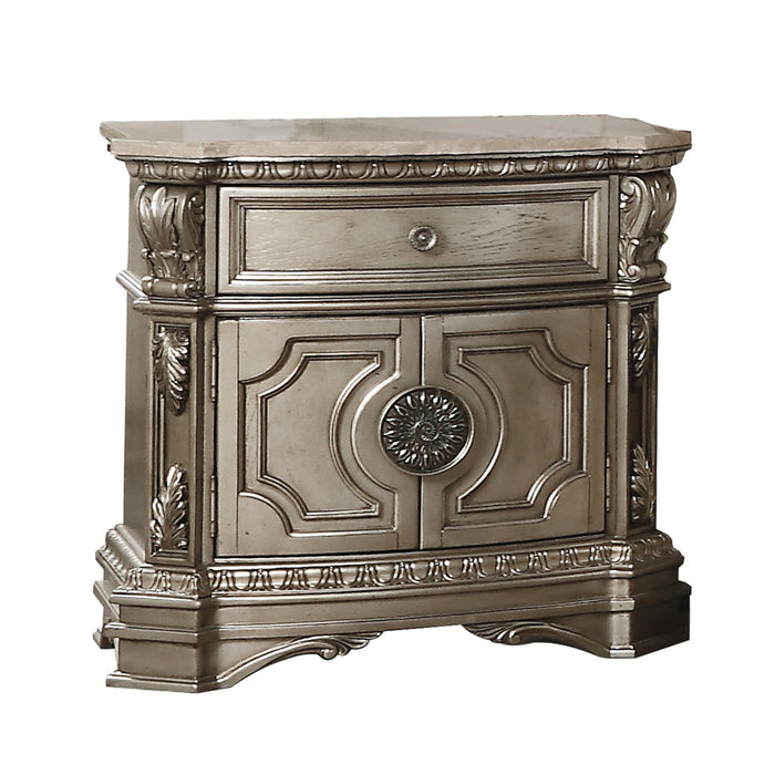 Northville Antique Silver Nightstand (MARBLE TOP) - FAMSA Furniture (TX)