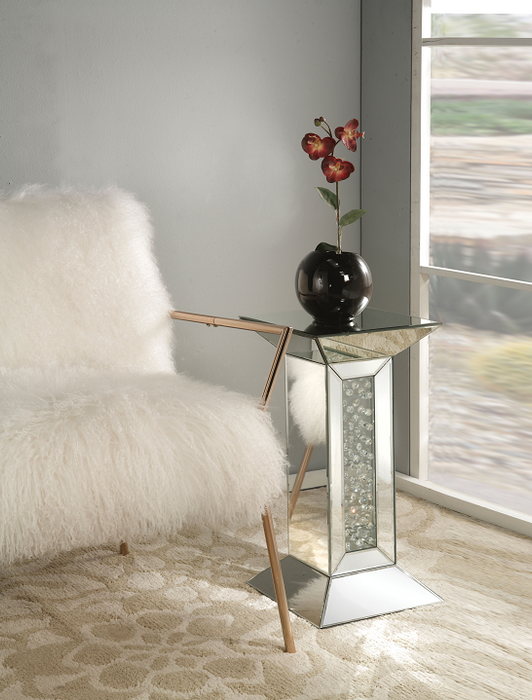 Nysa Mirrored & Faux Crystals Pedestal Stand - FAMSA Furniture (TX)