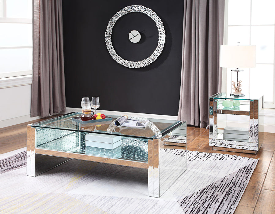 Nysa Mirrored & Faux Crystals Coffee Table - FAMSA Furniture (TX)
