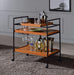 Oaken Honey Oak & Black Serving Cart - FAMSA Furniture (TX)