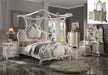 Picardy Fabric & Antique Pearl Eastern King Bed (Canopy) - FAMSA Furniture (TX)