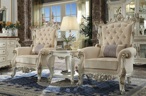 Picardy II Fabric & Antique Pearl Accent Chair & Pillow - FAMSA Furniture (TX)
