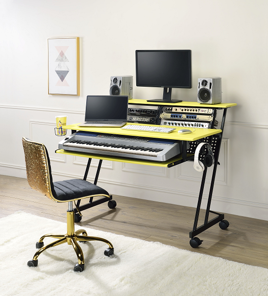 Suitor Yellow & Black Computer Desk - FAMSA Furniture (TX)