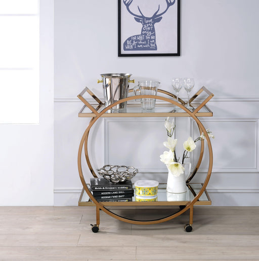 Traverse Champagne & Mirrored Serving Cart - FAMSA Furniture (TX)