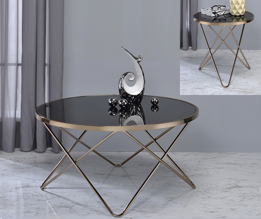 Valora Champagne & Black Glass Coffee Table - FAMSA Furniture (TX)
