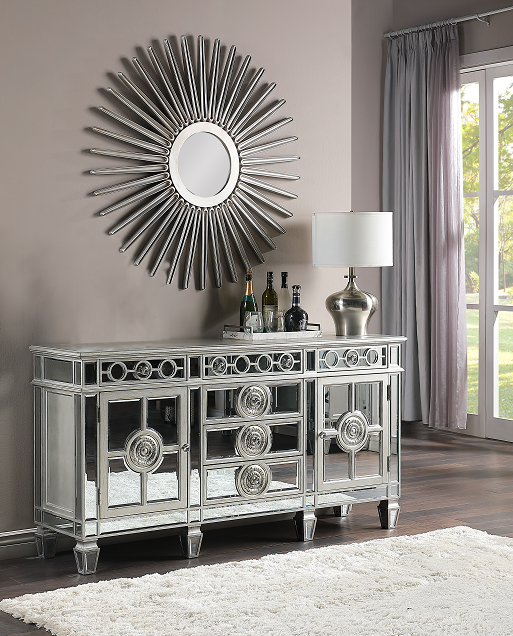 Varian Mirrored & Antique Platinum Server - FAMSA Furniture (TX)